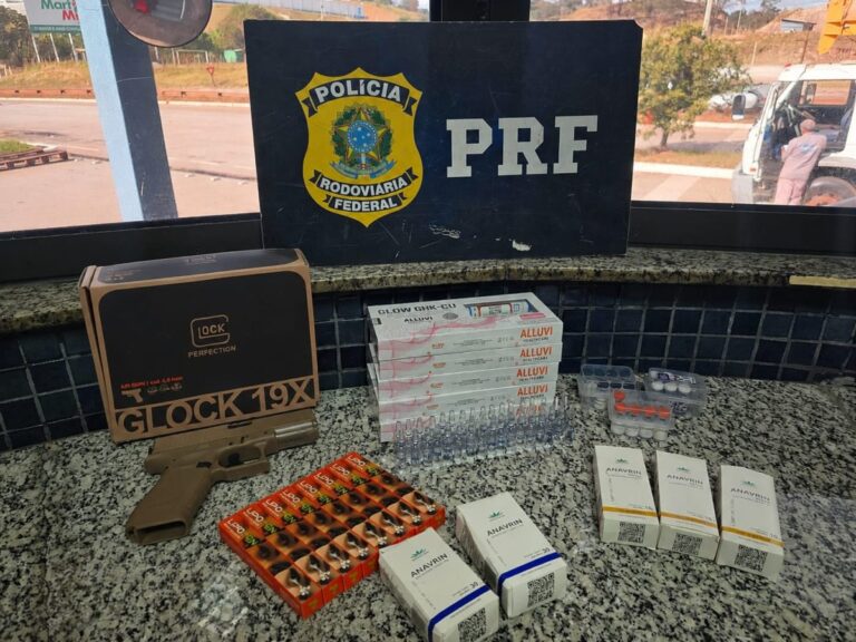 PRF apreende canetas emagrecedoras e simulacro de arma durante fiscalização em Betim