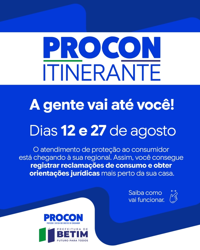Procon Itinerante leva atendimento a Citrolândia e Alterosas em agosto